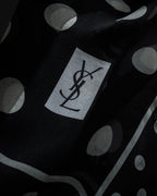 "YVES SAINT LAURENT" Large polka dot silk long scarf