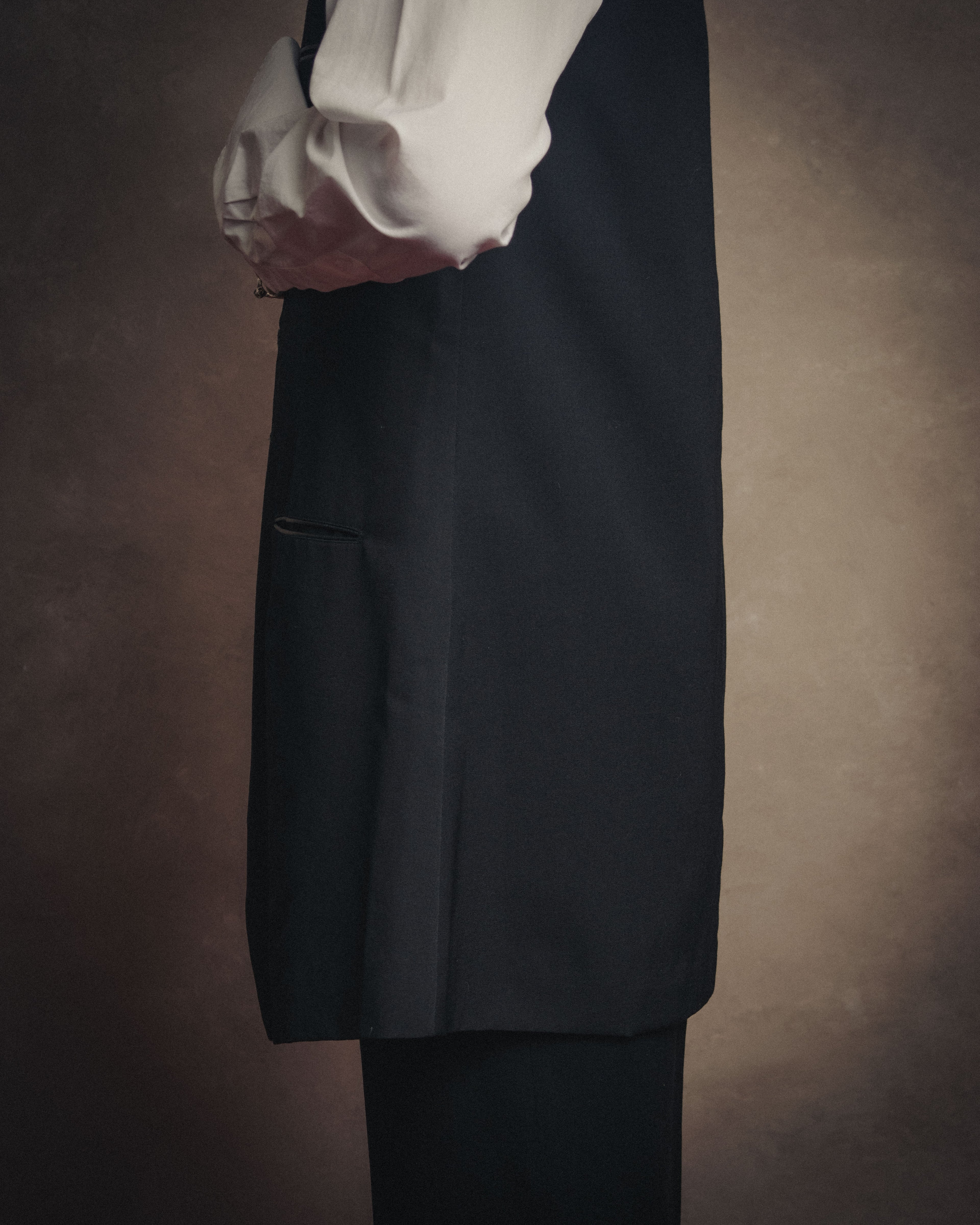-SPECIAL- “Y’s” 90’s long tailored leather-trimmed vest