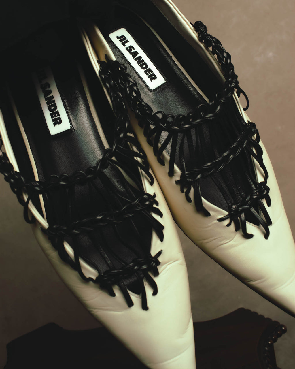 -SPECIAL- “JIL SANDER” 2020’s interwoven strap pointed-toe flat shoes