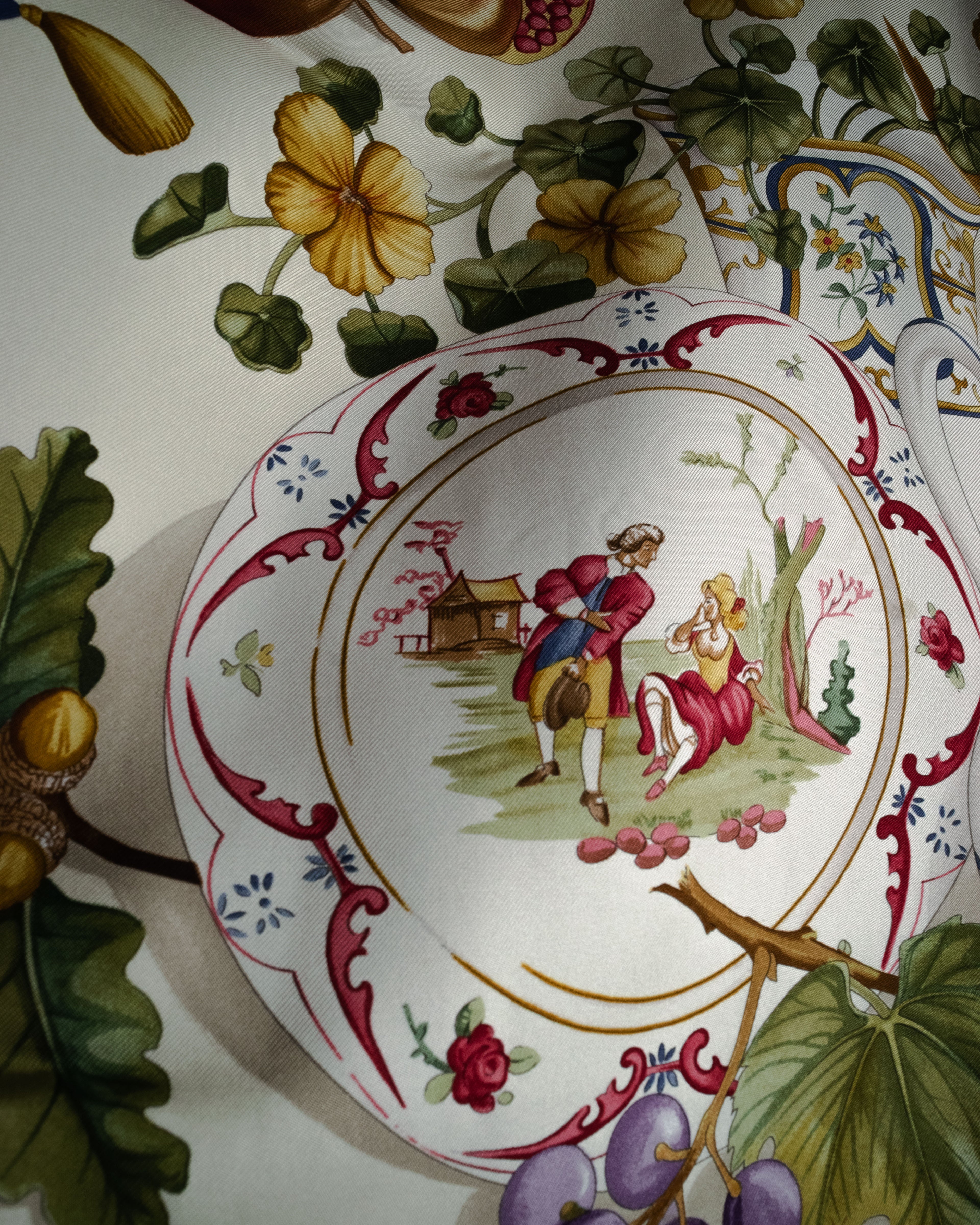 “Salvatore Ferragamo” 90’s Harvest still life silk scarf