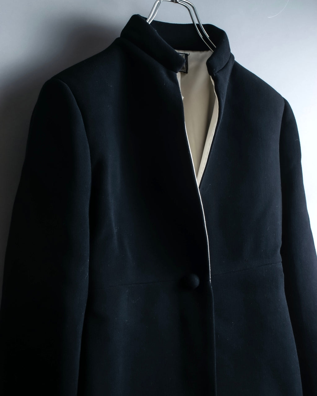 "GIANNI VERSACE couture" Collarless Luxury Wool Long Coat
