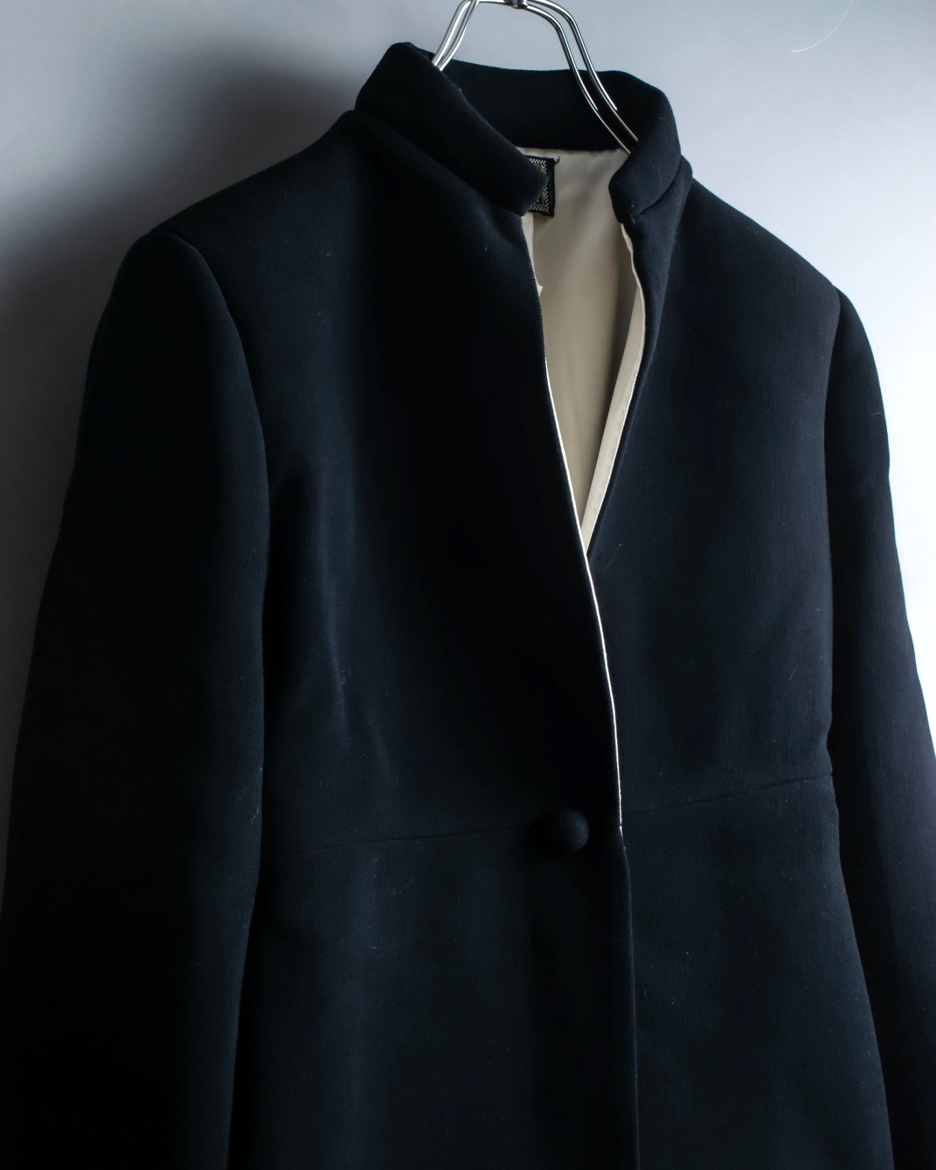 "GIANNI VERSACE couture" Collarless Luxury Wool Long Coat