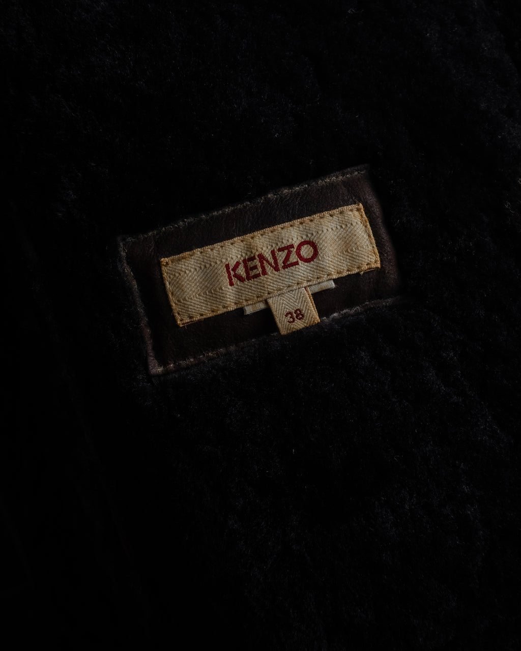 “KENZO” 80’s Folkloric shearling-lined leather long coat
