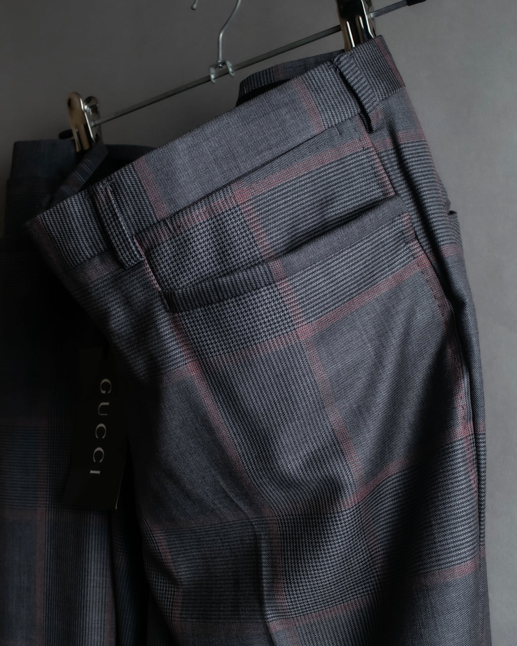"GUCCI" Glen plaid wool wide tapered slacks