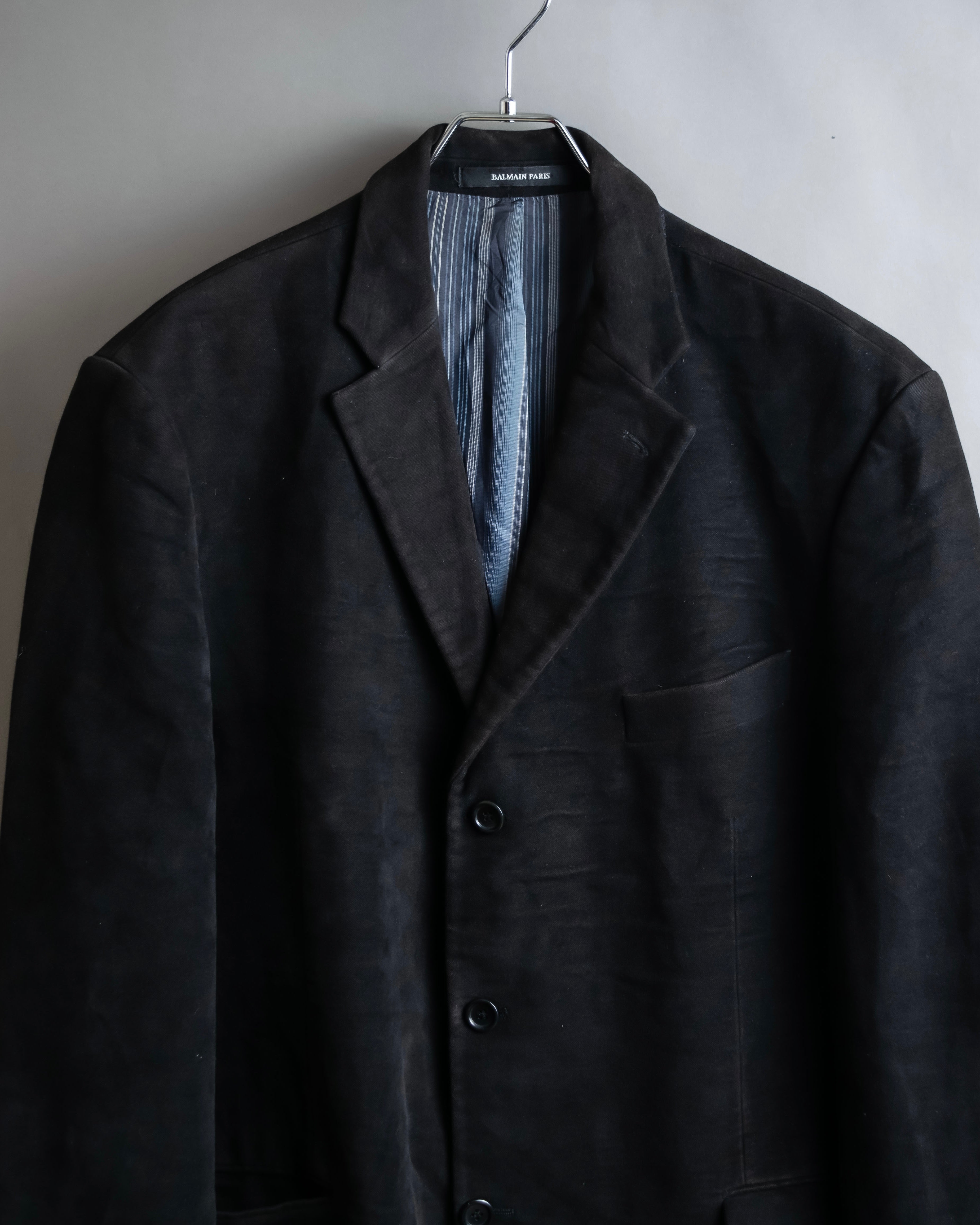 "BALMAIN" Elegant lustrous cotton oversized tailored jacket