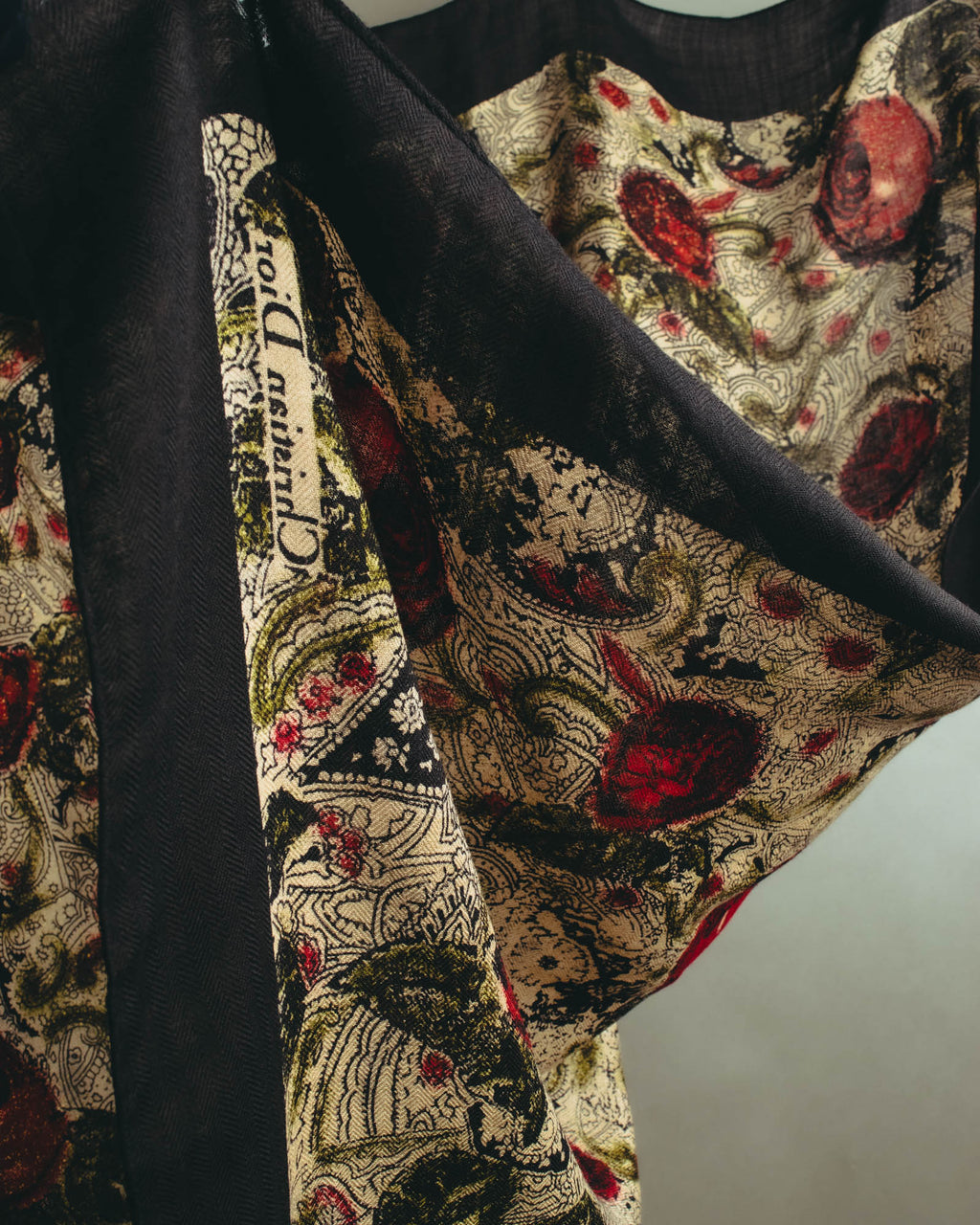 "Christian Dior" 80's-90's Floral paisley patterned large scarf