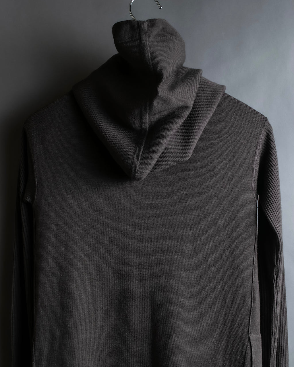 "Rick Owens" 12AW asymmetrical hooded knit cardigan
