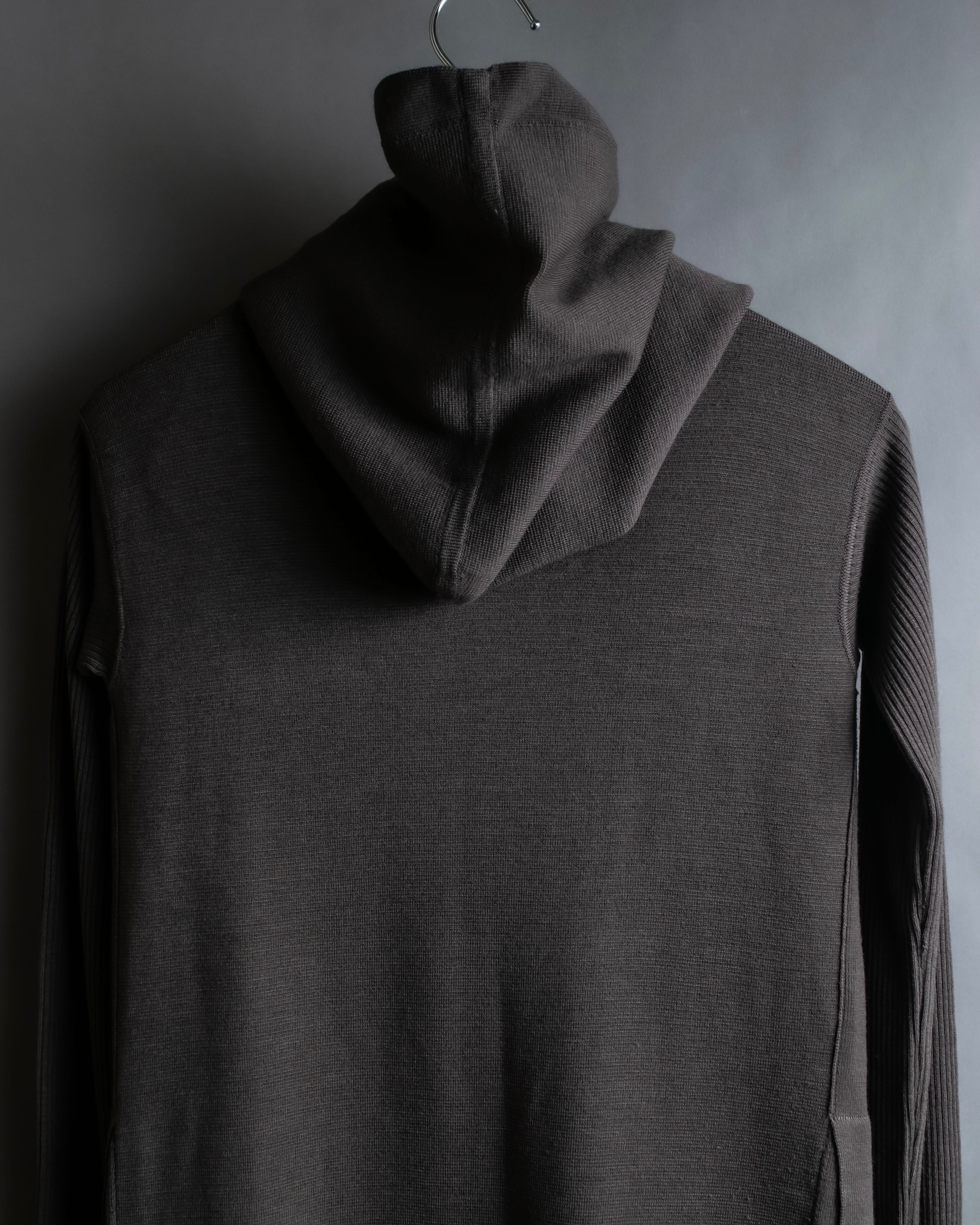 "Rick Owens" 12AW asymmetrical hooded knit cardigan