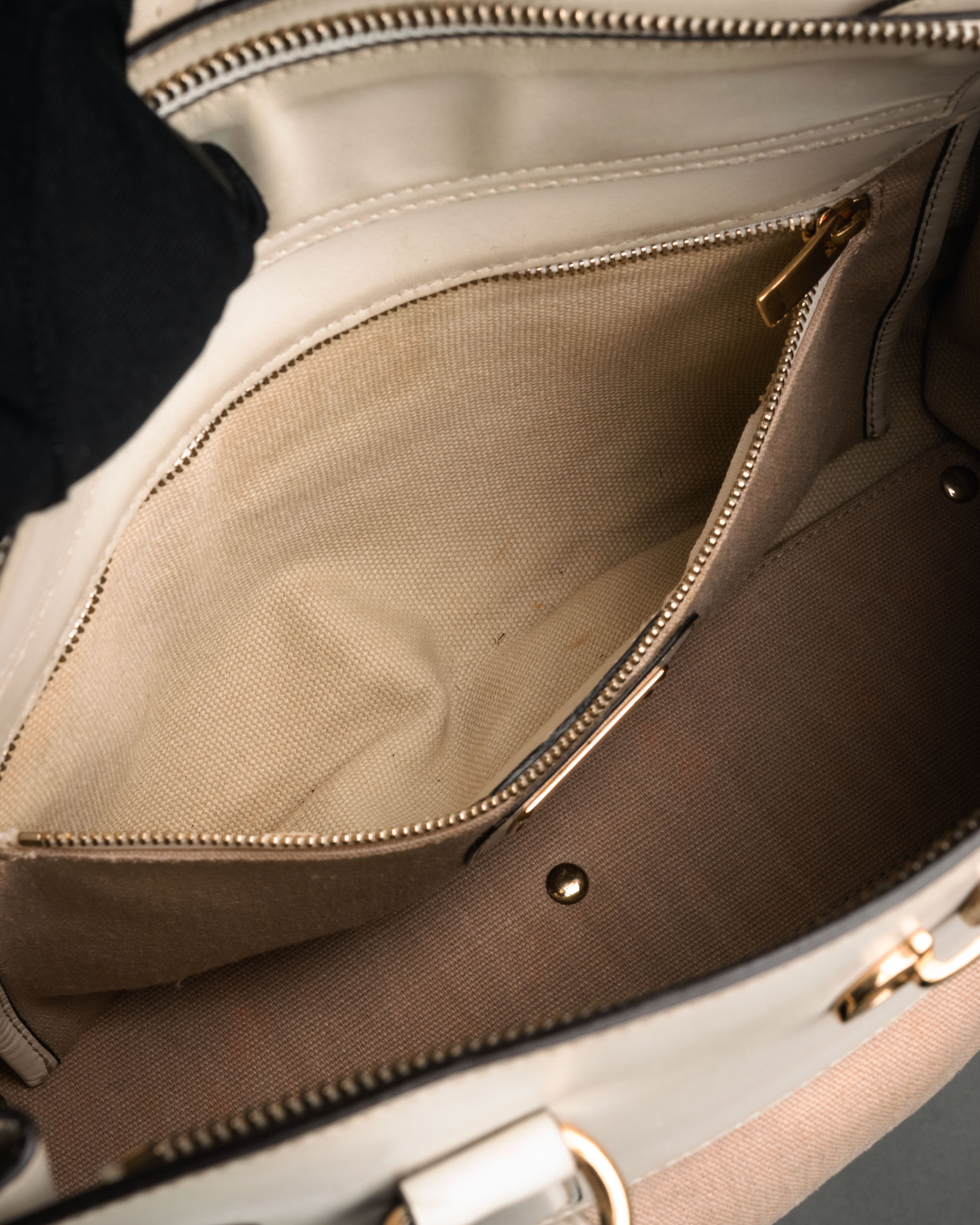 “Salvatore Ferragamo” 2010’s canvas and leather gancini tote bag