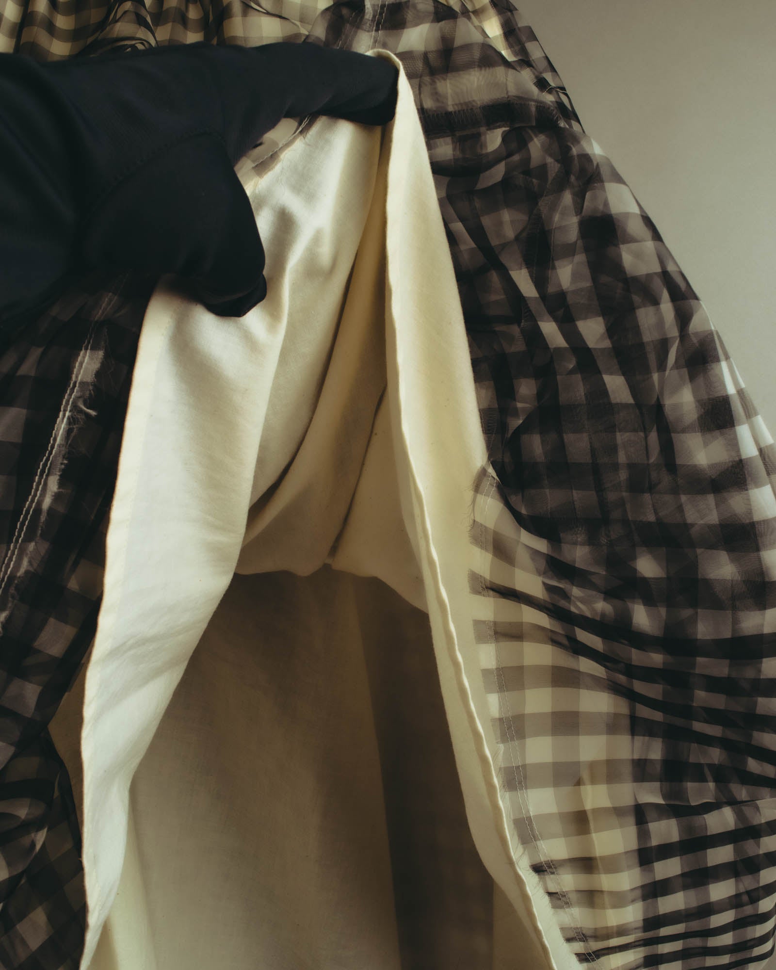 -SPECIAL- "tricot COMME des GARÇONS" 07SS Gingham check sheer tiered ruffle skirt
