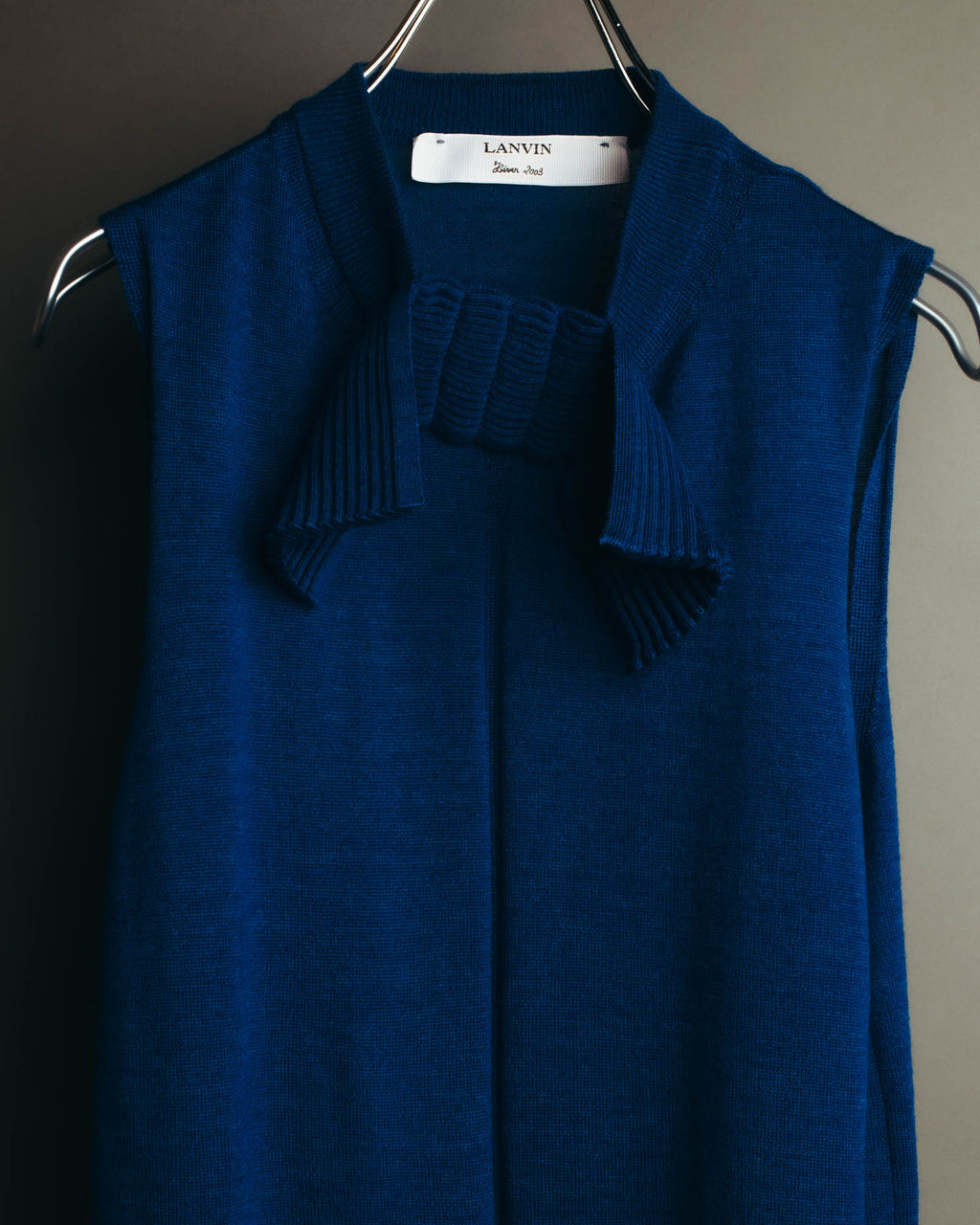 "LANVIN" 00's Elegant wool silk sleeveless knit top