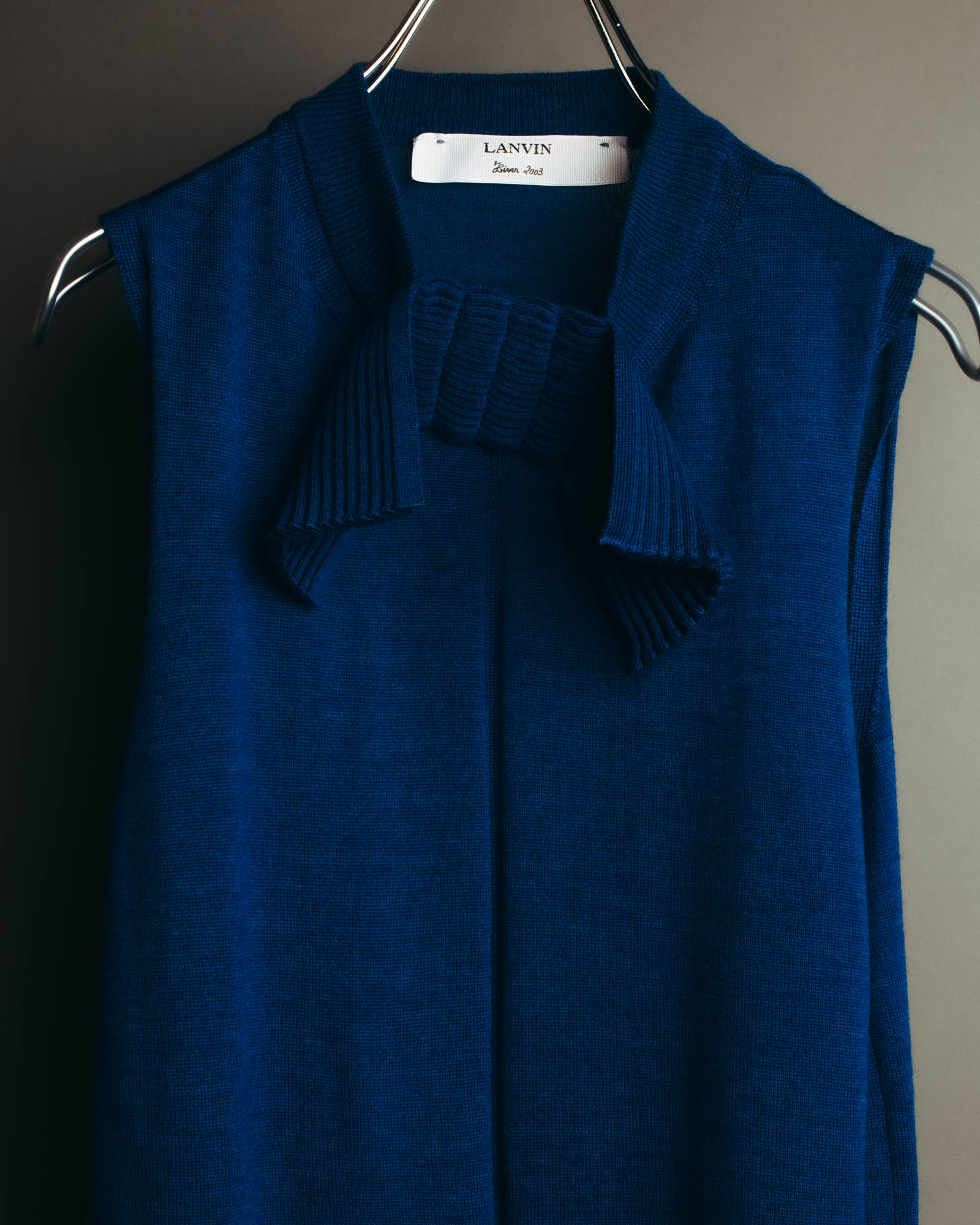 "LANVIN" 00's Elegant wool silk sleeveless knit top
