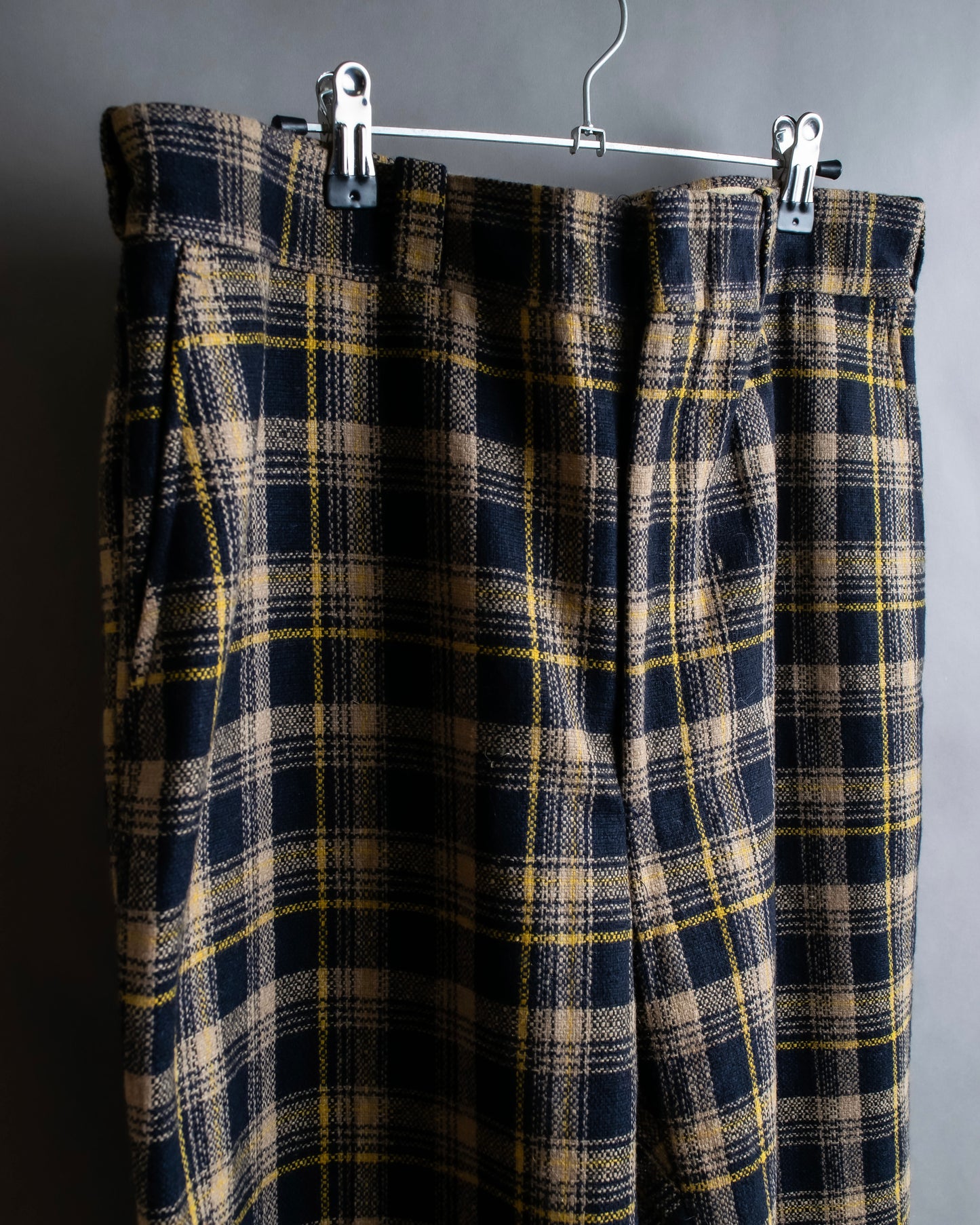 "Vintage tartan check wide tapered slacks"