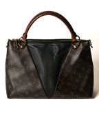 LOUIS VUITTON/ “V Tote mm” Monogram Canvas & Leather Handbag