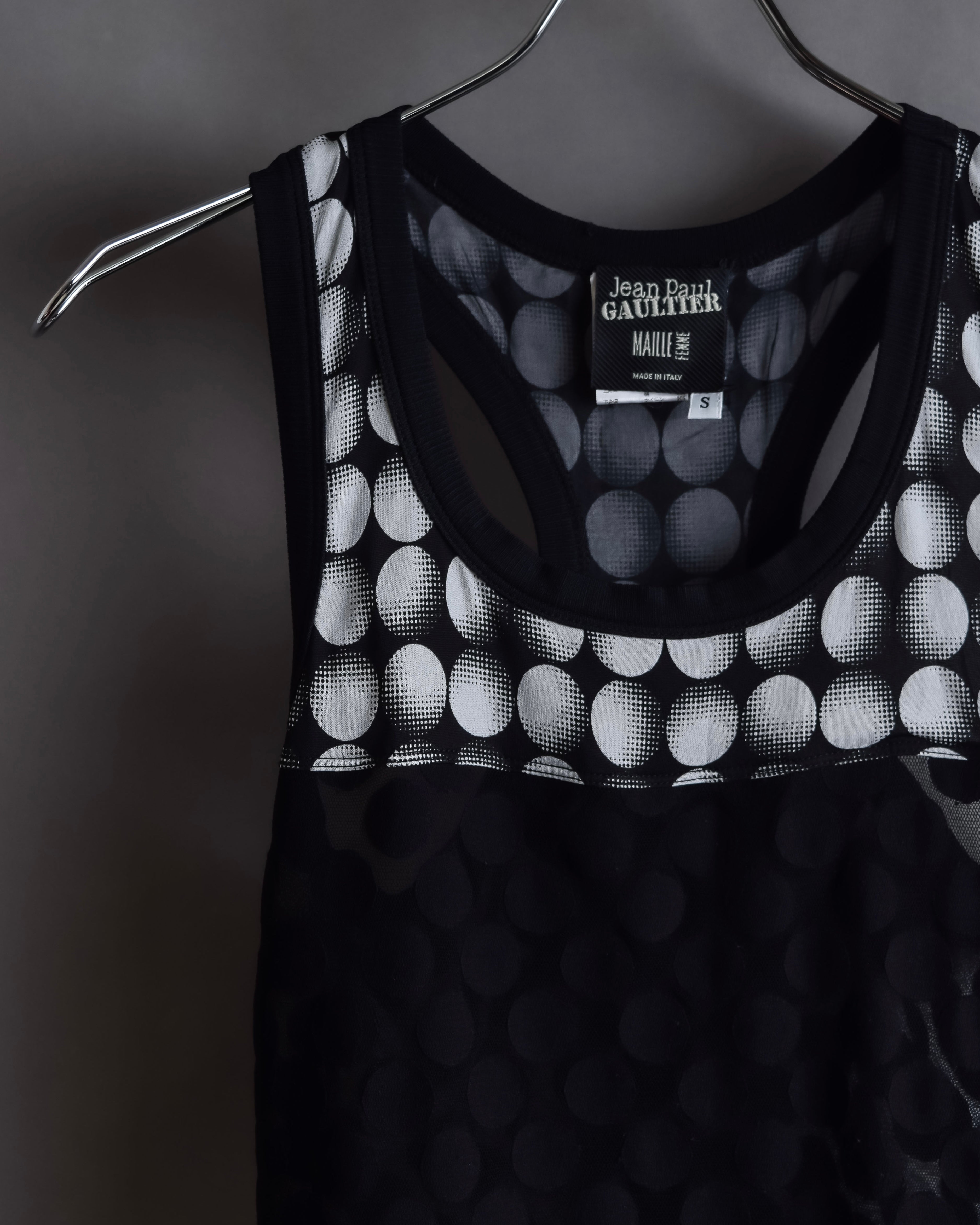 "JEAN PAUL GAULTIER MAILLE FEMME" Layered dot illusion mesh dress
