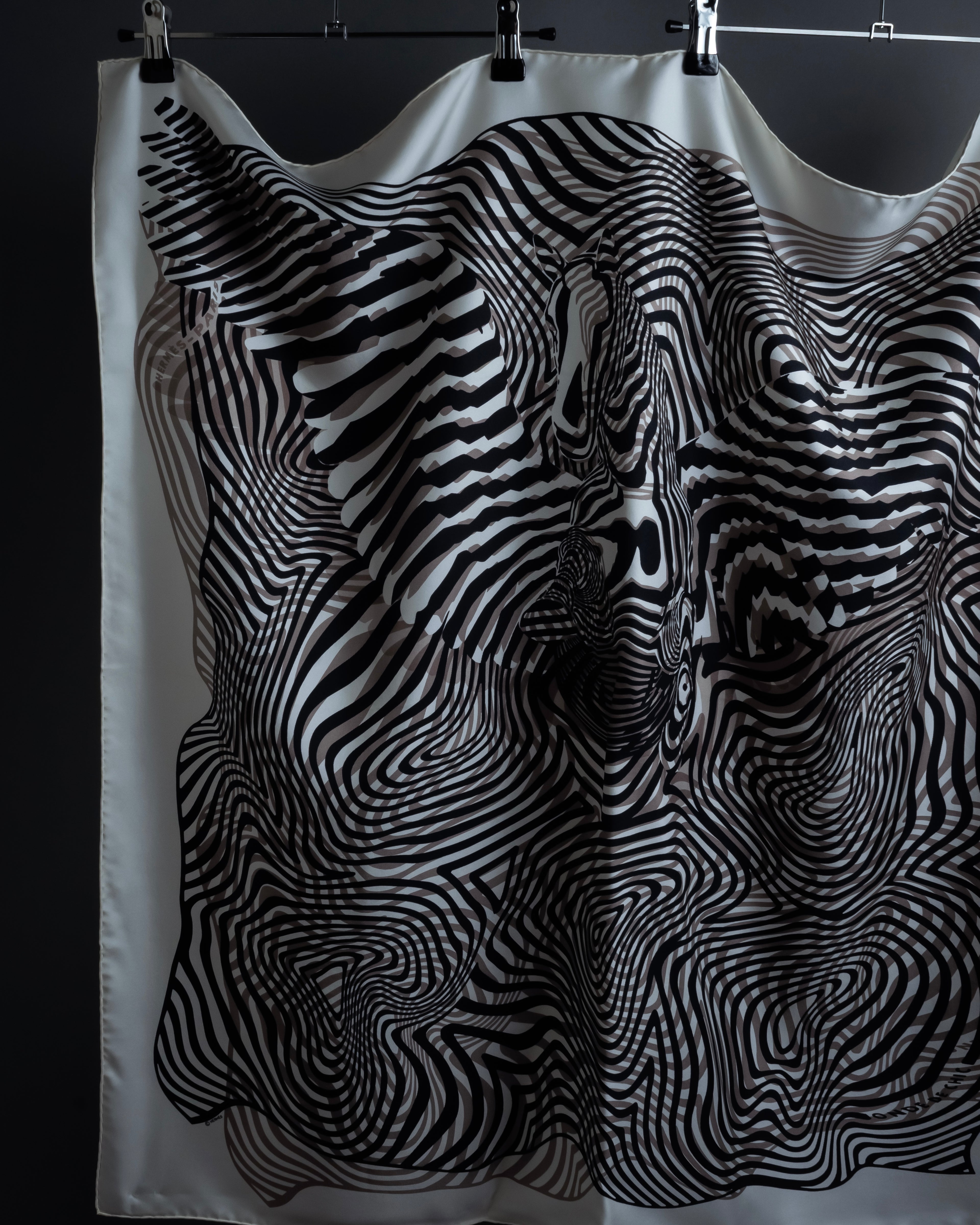 "HERMES" Zebra abstract print Carre 90 silk scarf