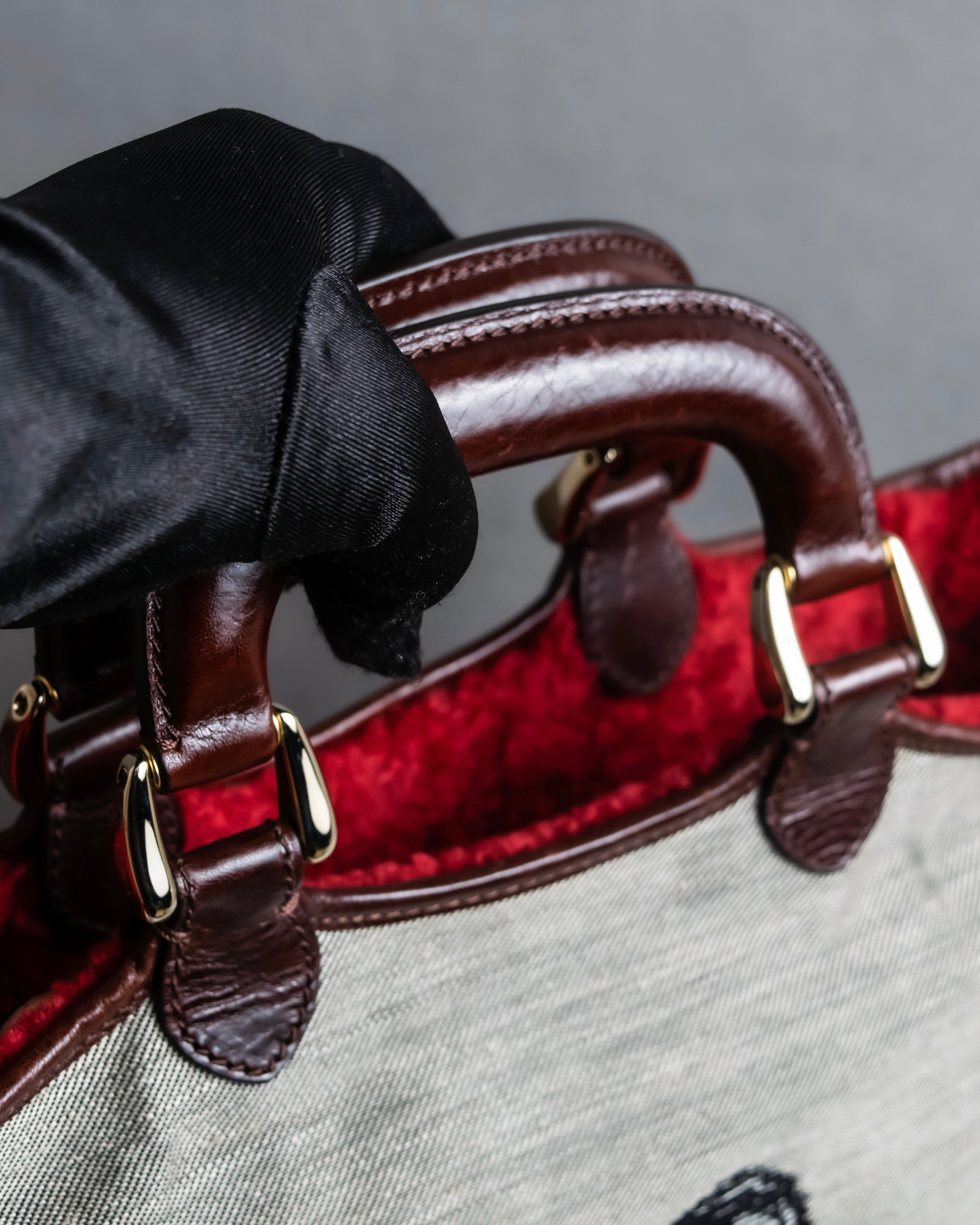 "FENDI" Animal embroidery design boa combination shoulder bag