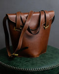 "Salvatore Ferragamo" Gold metal parts brown leather shoulder bag