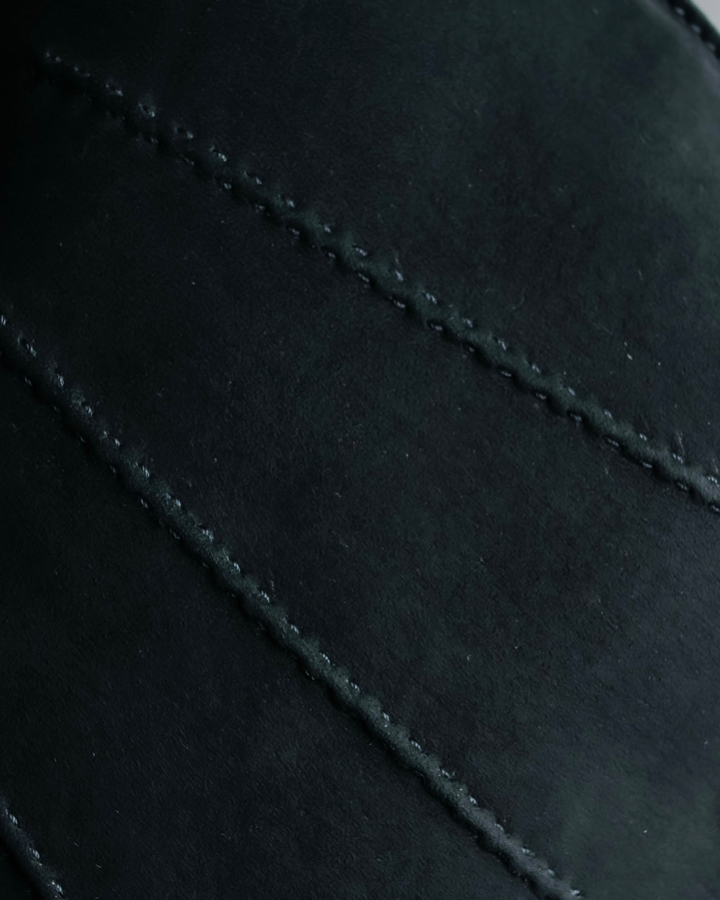 "HERMES" Tout en Douceur black suede panel line shoulder bag