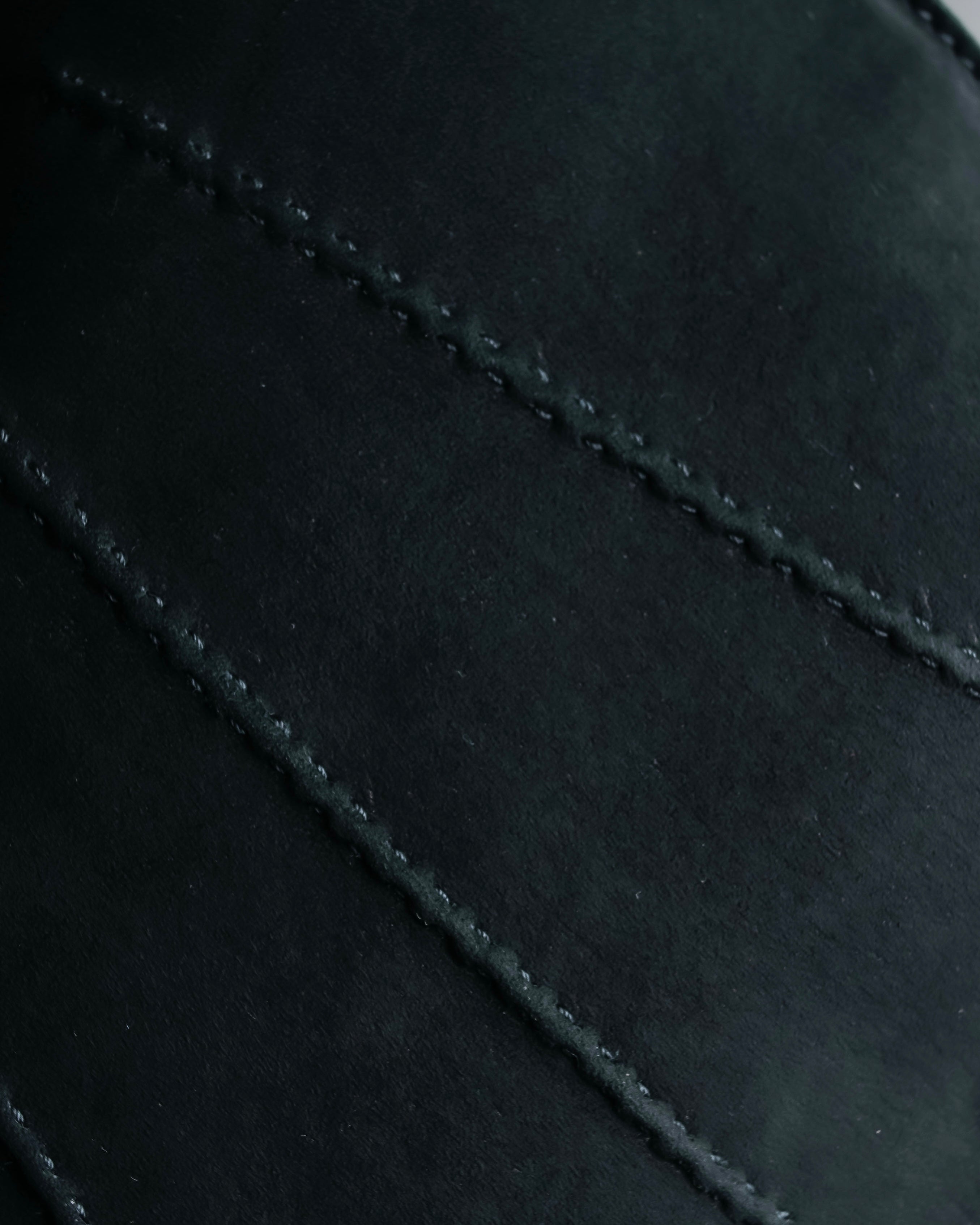 "HERMES" Tout en Douceur black suede panel line shoulder bag