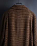 "BURBERRYS" Houndstooth pattern belted stand collar coat