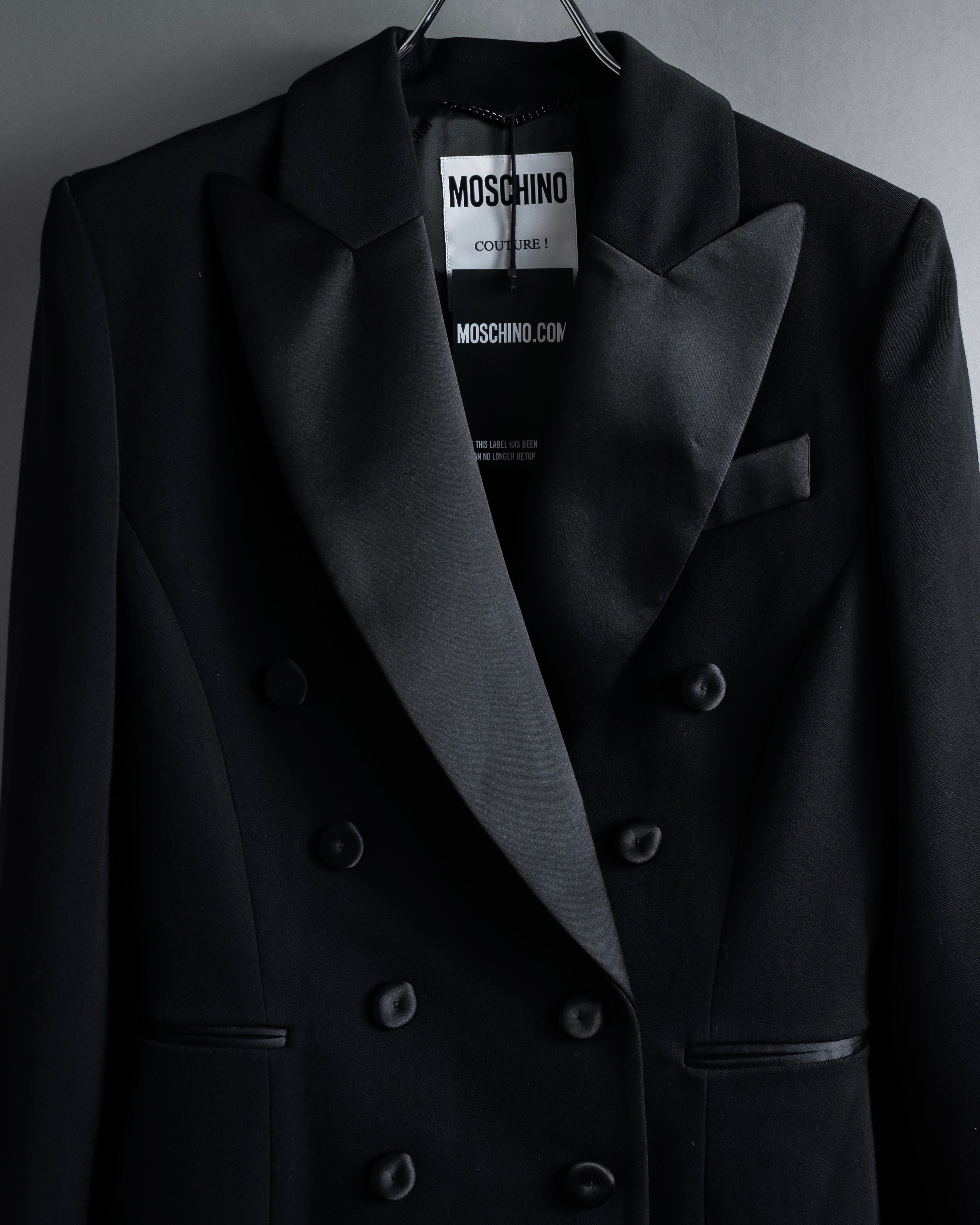 “MOSCHINO” Satin lapel double-breasted tuxedo jacket