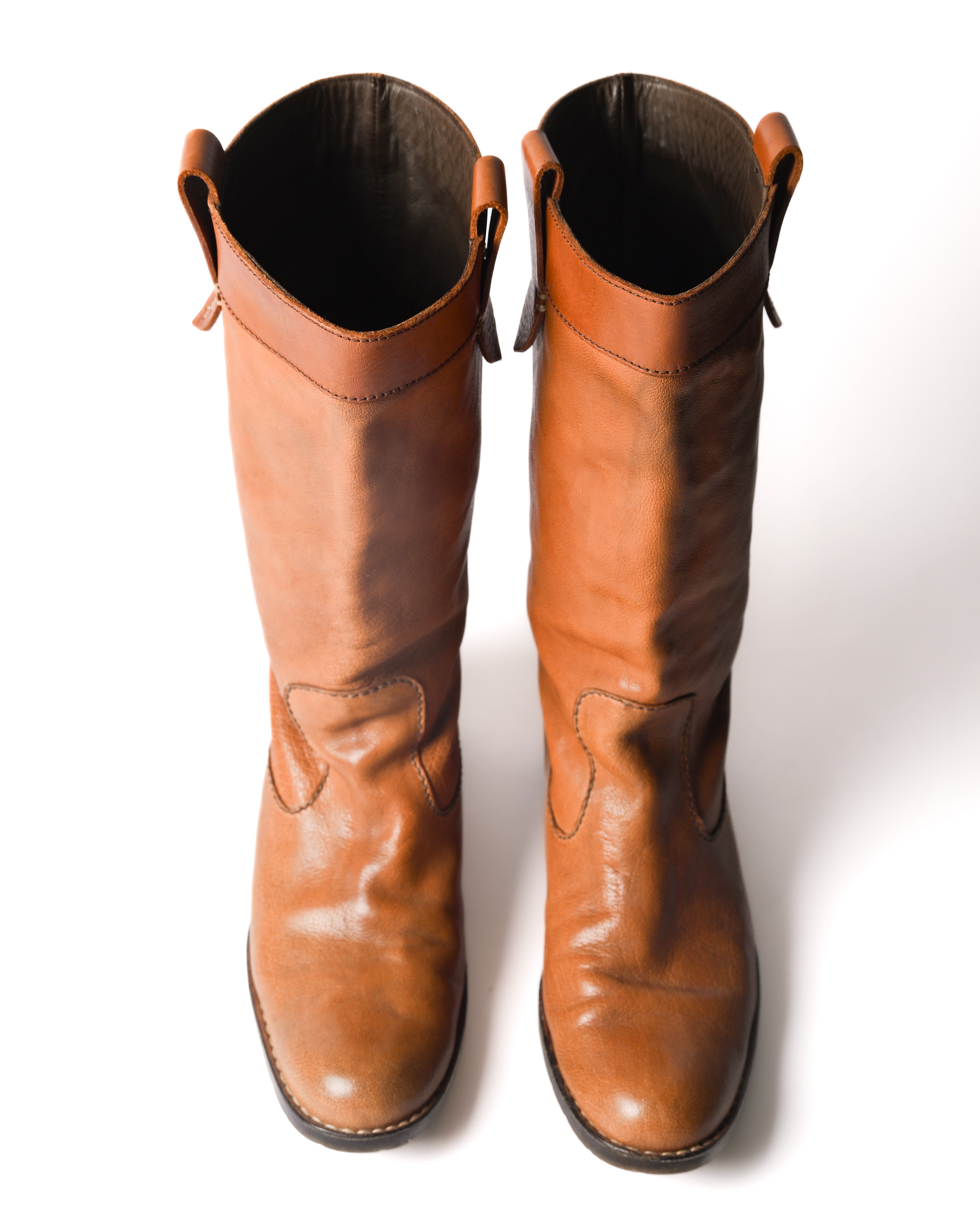 HENRY BEGUELIN/ Western Detailed Long Leather Boots