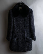 "Valentino Garavani" Fur collar boucle wool mid-length coat