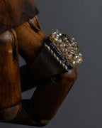"CHANEL" 00 AW Glass pearl Coco mark motif gold ring