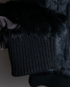 "DKNY" High neck ribbed fur double zip jacket