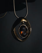 "Vintage" 80’s Sculptural oval stone pendant necklace