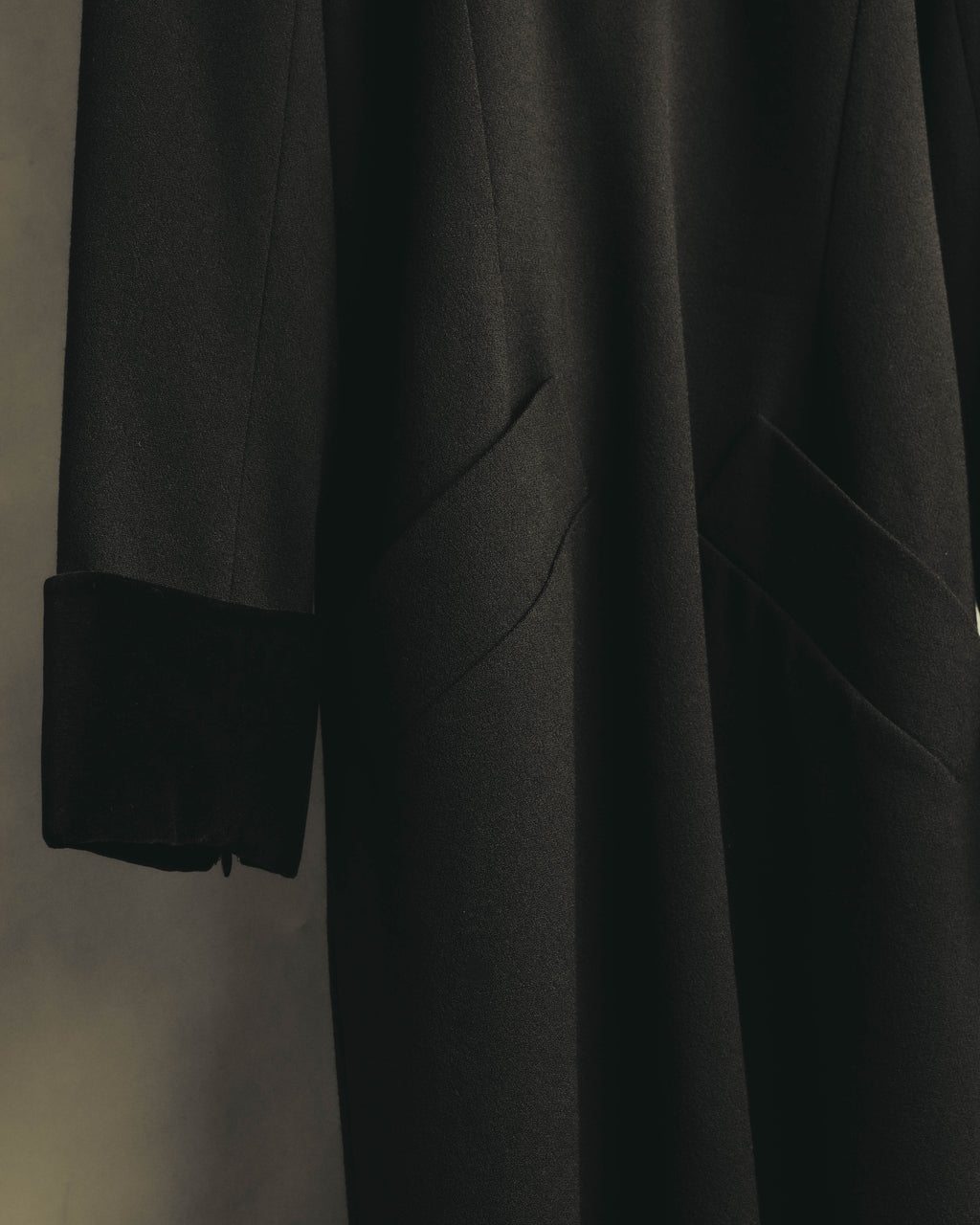 "CELINE" 80's Velvet collar maxi coat dress