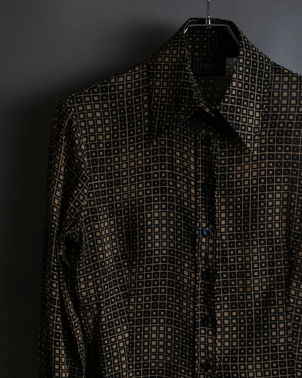 "FENDI" Geometric pattern logo printed shirt