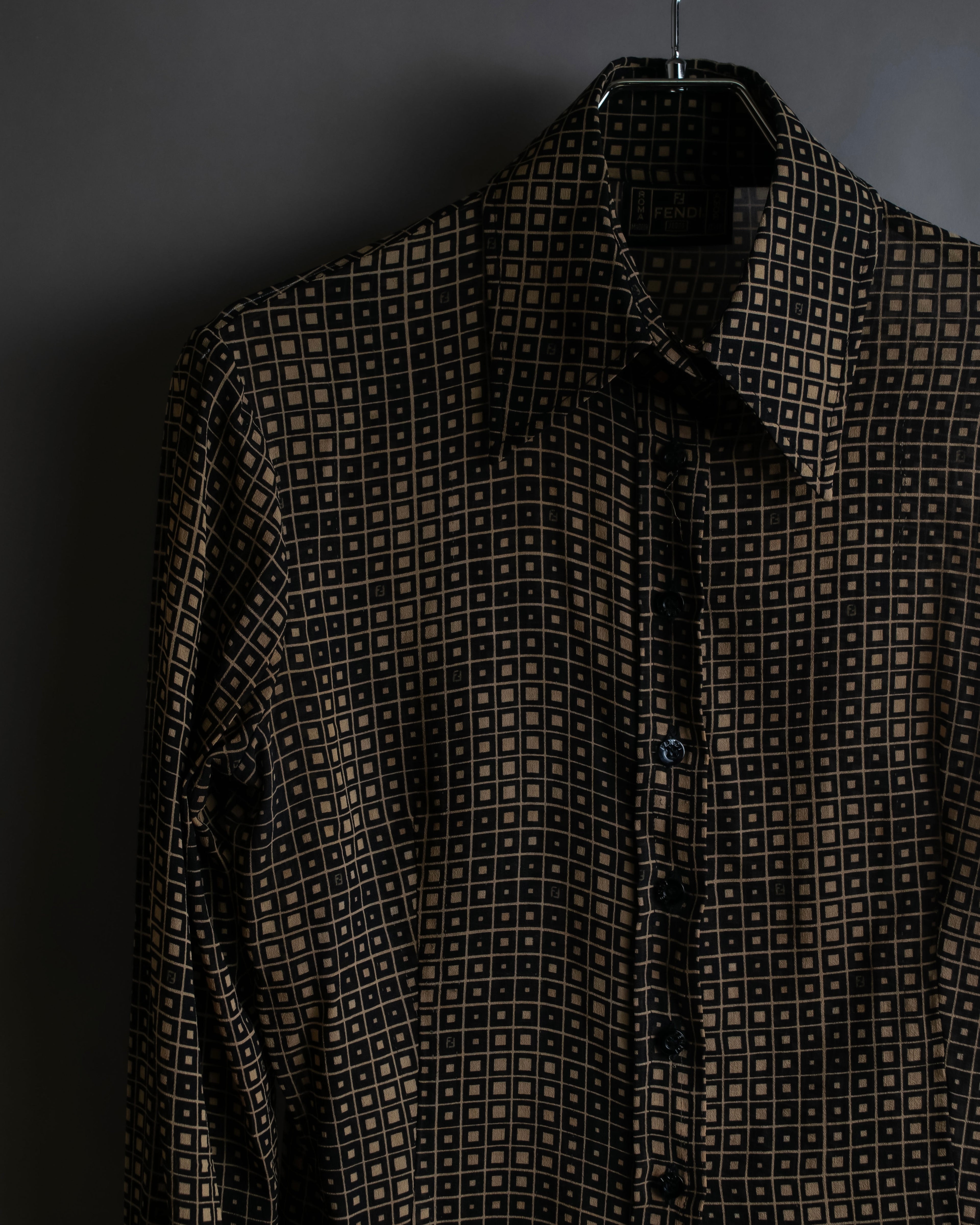 "FENDI" Geometric pattern logo printed shirt