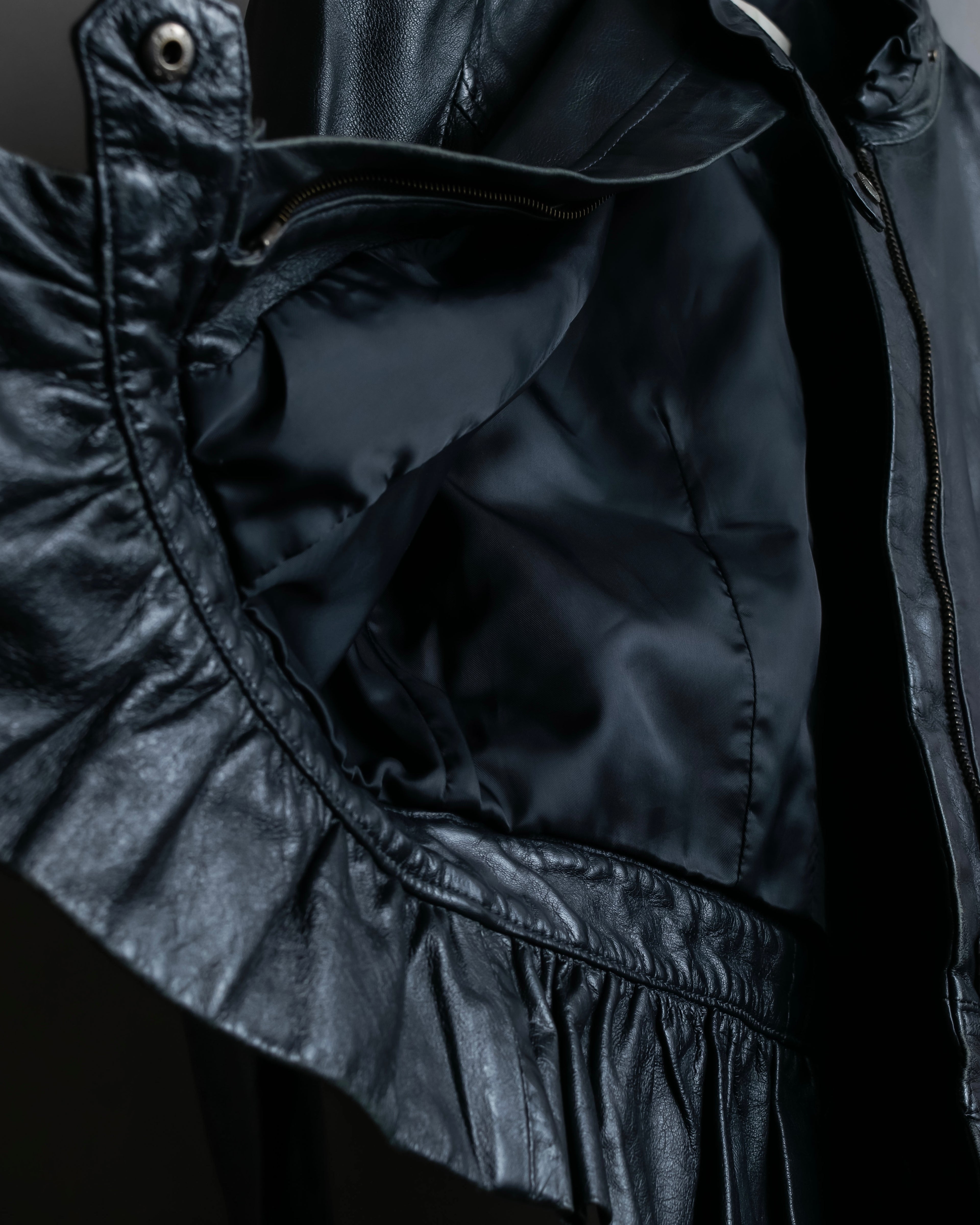 "RED VALENTINO" Gather design lamb leather jacket