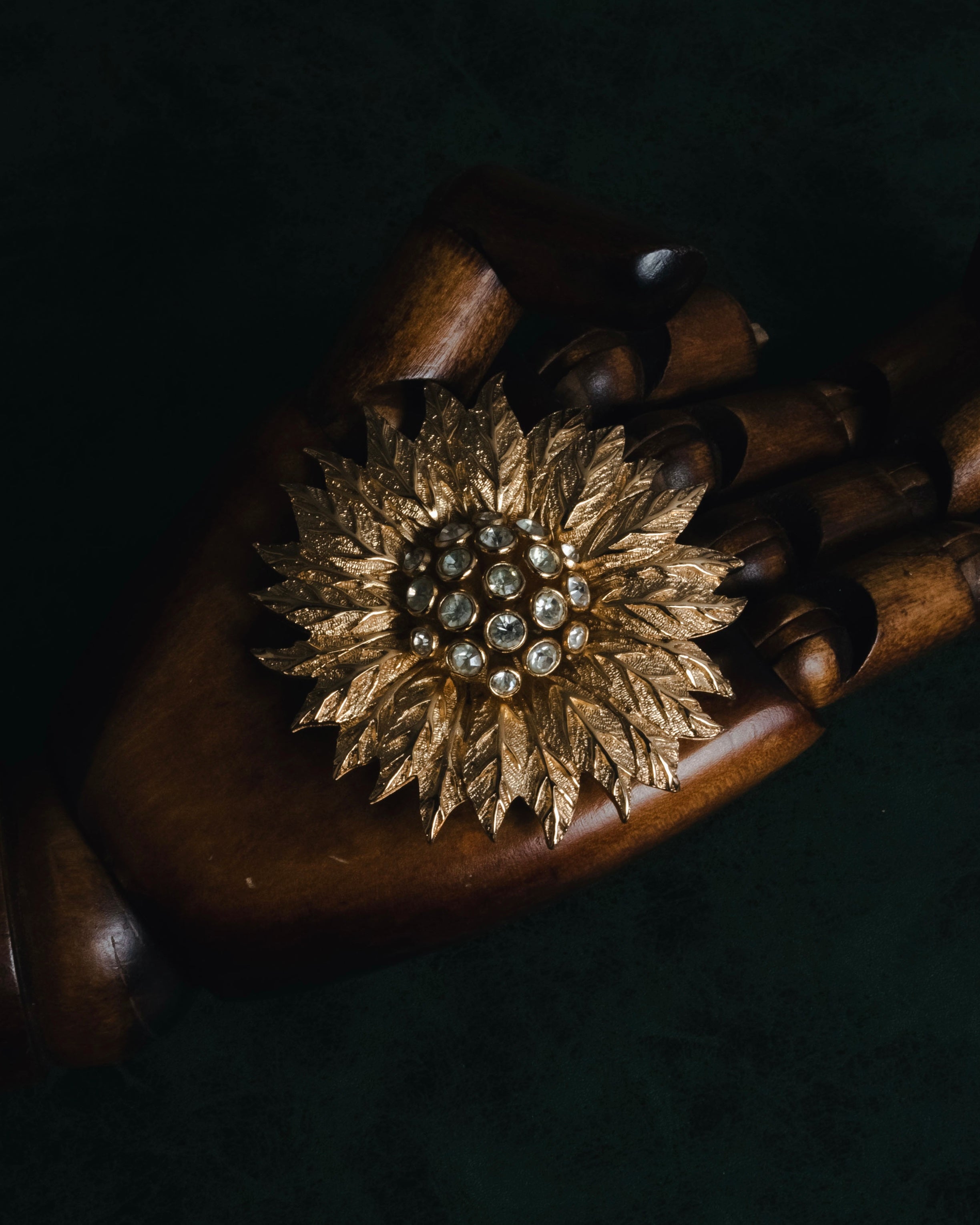 Christian Dior Floral Sunburst Crystal Brooch