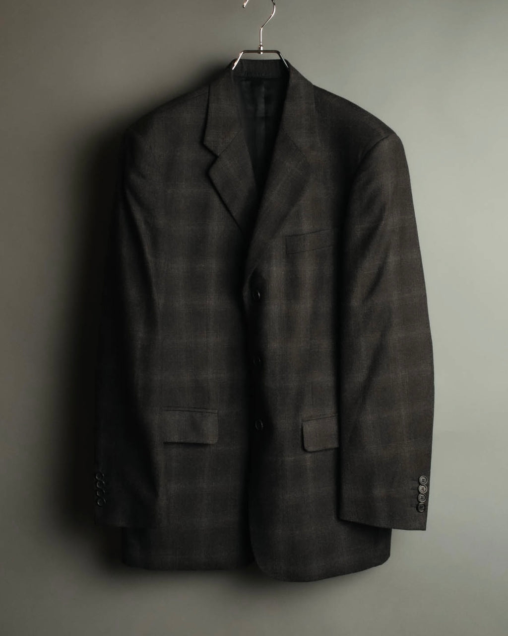 “PRADA” 90’s-00’s Wool cashmere checked tailored jacket