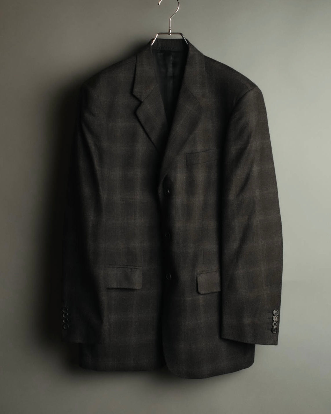“PRADA” 90’s-00’s Wool cashmere checked tailored jacket