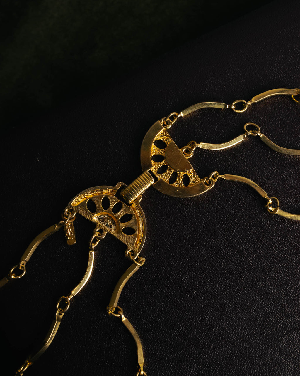 "Yves Saint Laurent" 80's-90's Gold tone multi chain necklace