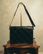 "Yves Saint Laurent" 80's-90's Lattice textured leather shoulder bag