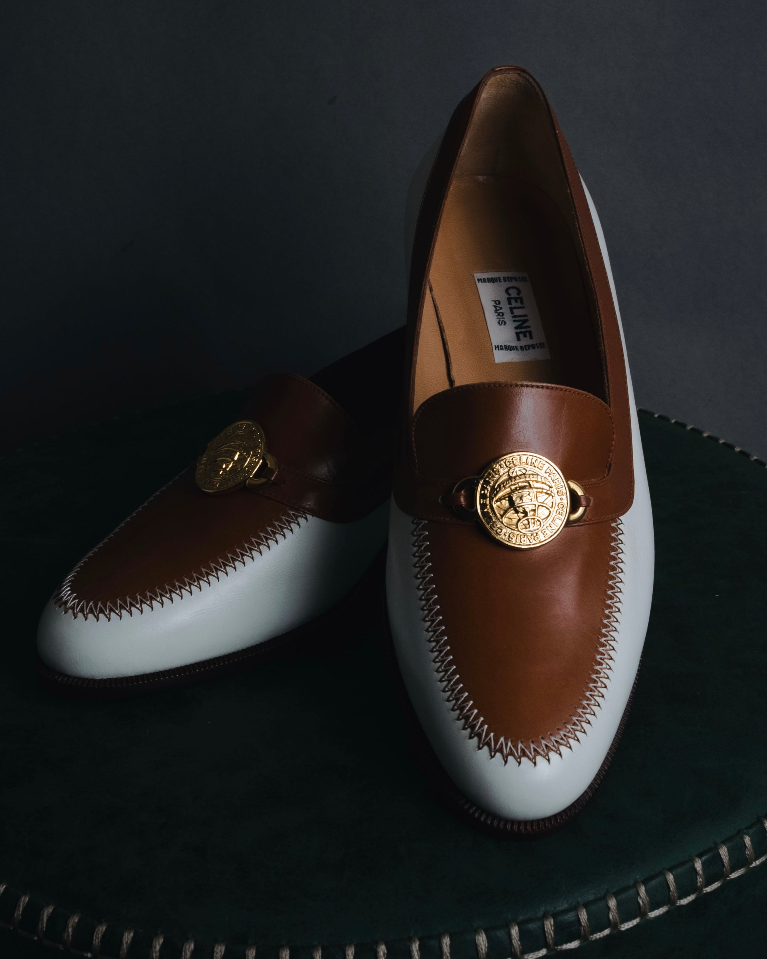 "CELINE" 70’s-80’s Spectator triumph medallion loafers