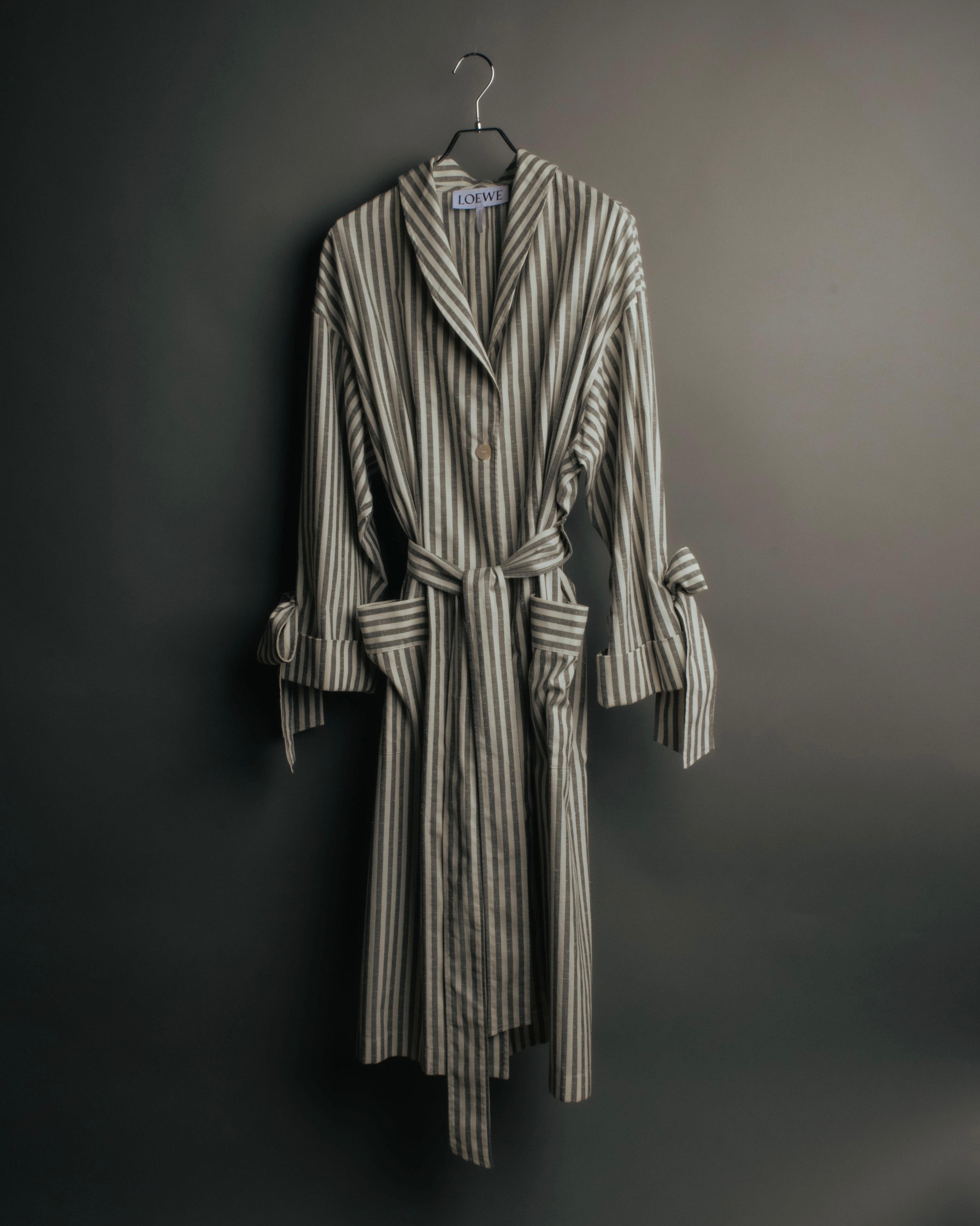 -SPECIAL- “LOEWE” 2010’s striped ribbon sleeve long gown coat