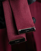 "GUCCI" Beautiful burgundy color silk bowtie shirt