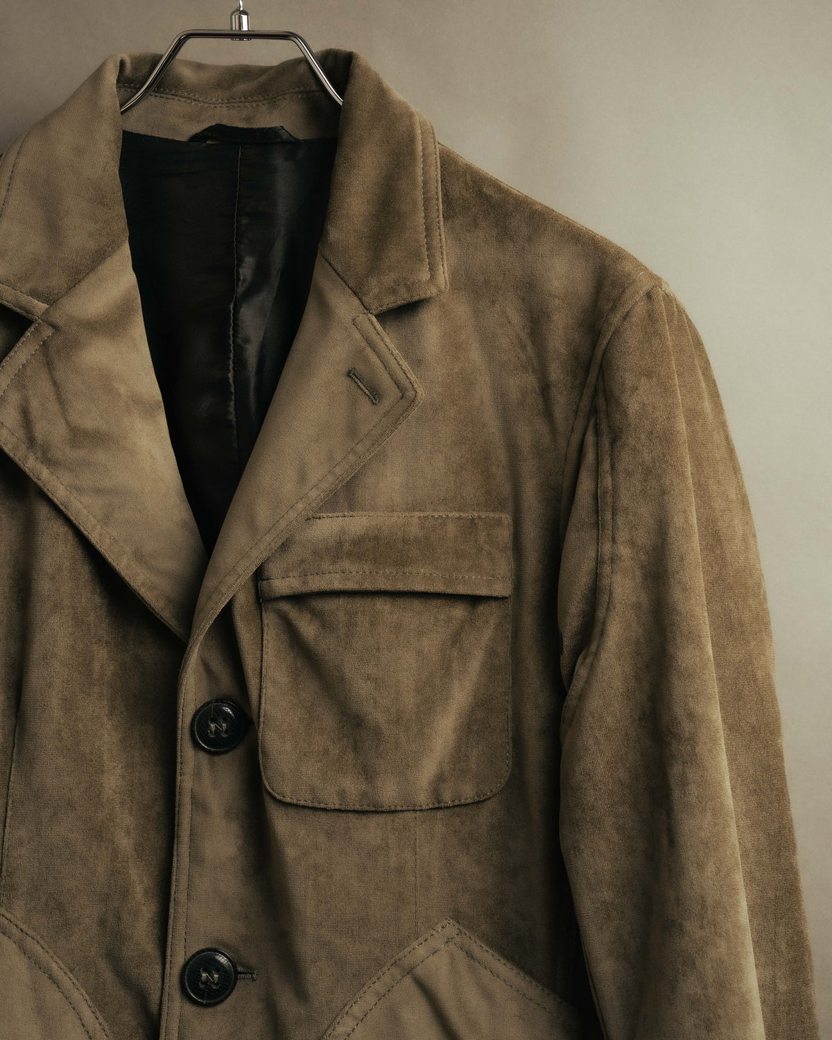 “GIORGIO ARMANI” 90’s-00’s Suede-effect multi-pocket tailored field jacket