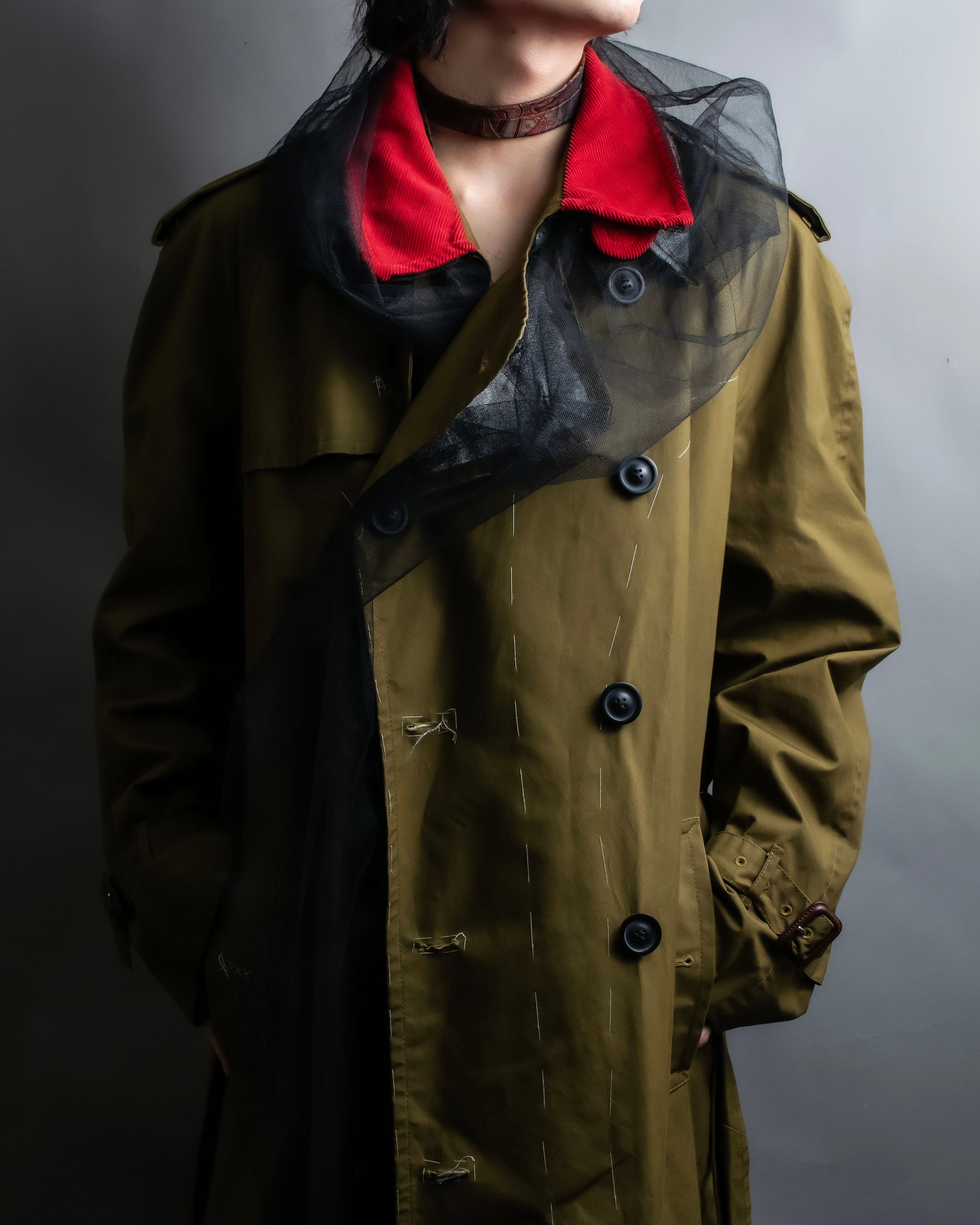 "MAISON MARGIELA" 20AW reconstructed tulle docking trench coat