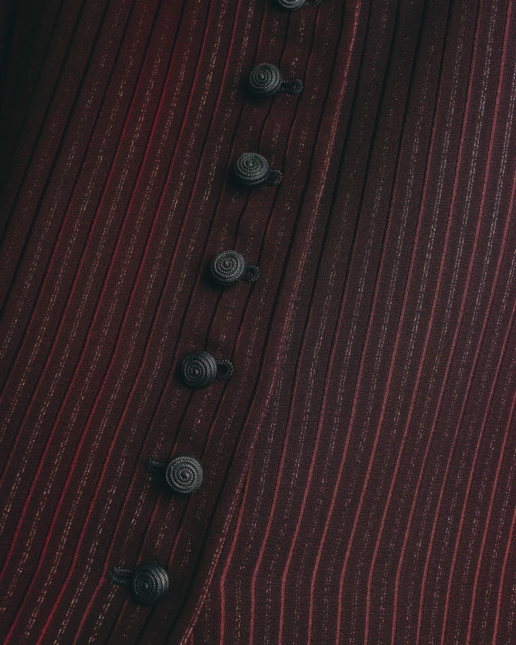 -SPECIAL- “Yves Saint Laurent“ 80's-90's Swiss fabric lurex stripe collarless long jacket