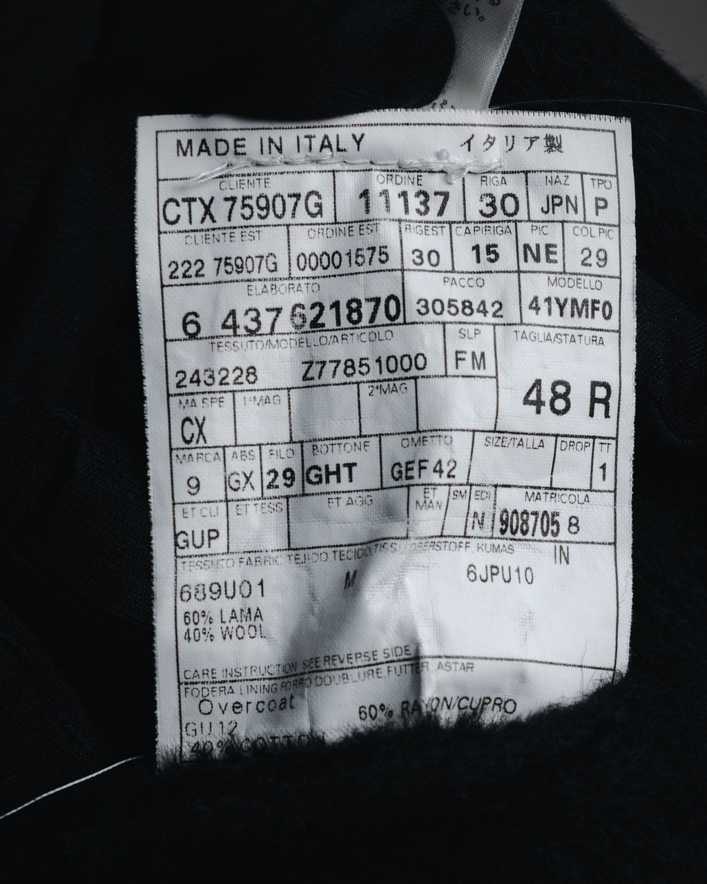 –SPECIAL– "GUCCI" 09-12’s Classically tailored llama-blend Chesterfield coat