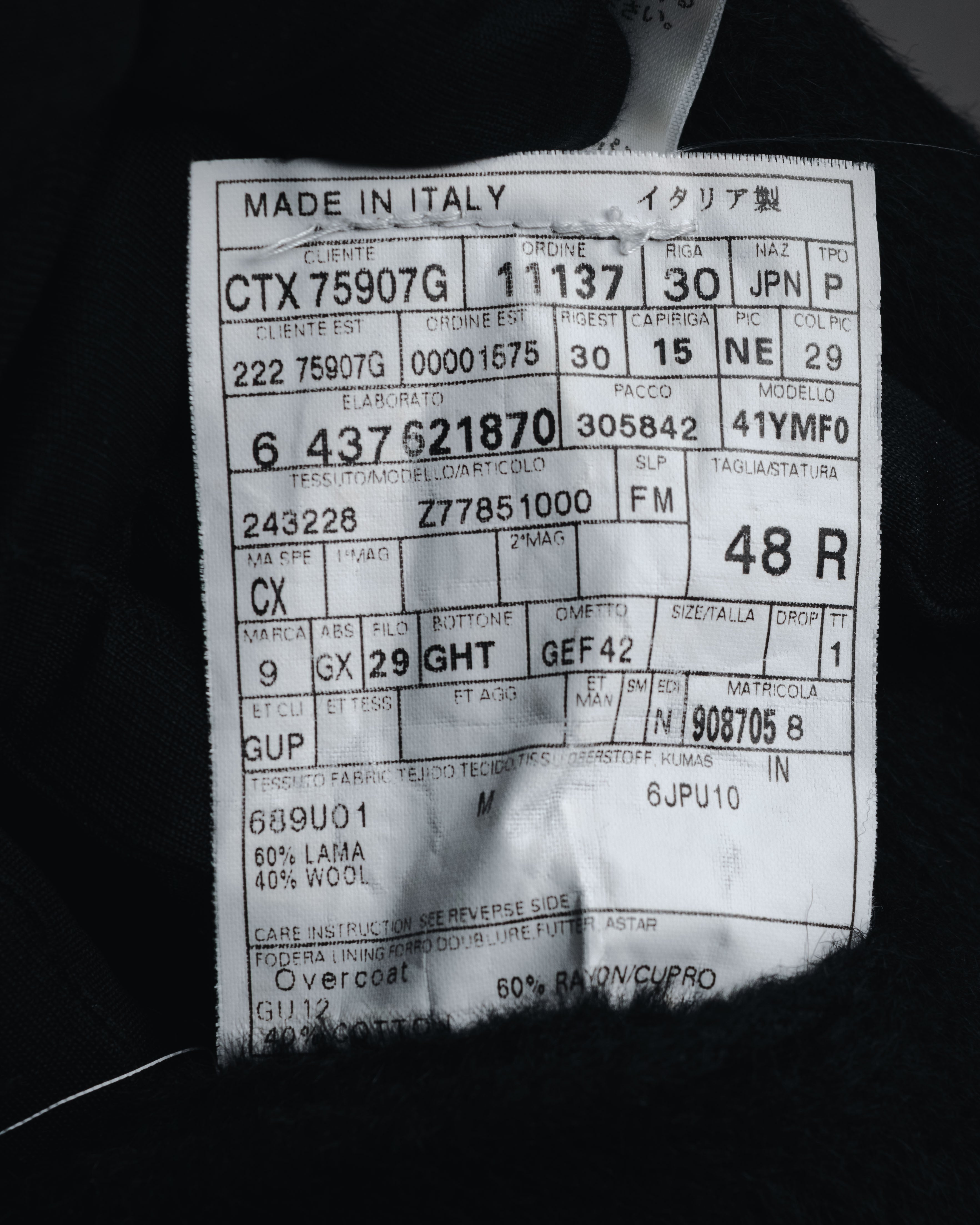 –SPECIAL– "GUCCI" 09-12’s Classically tailored llama-blend Chesterfield coat