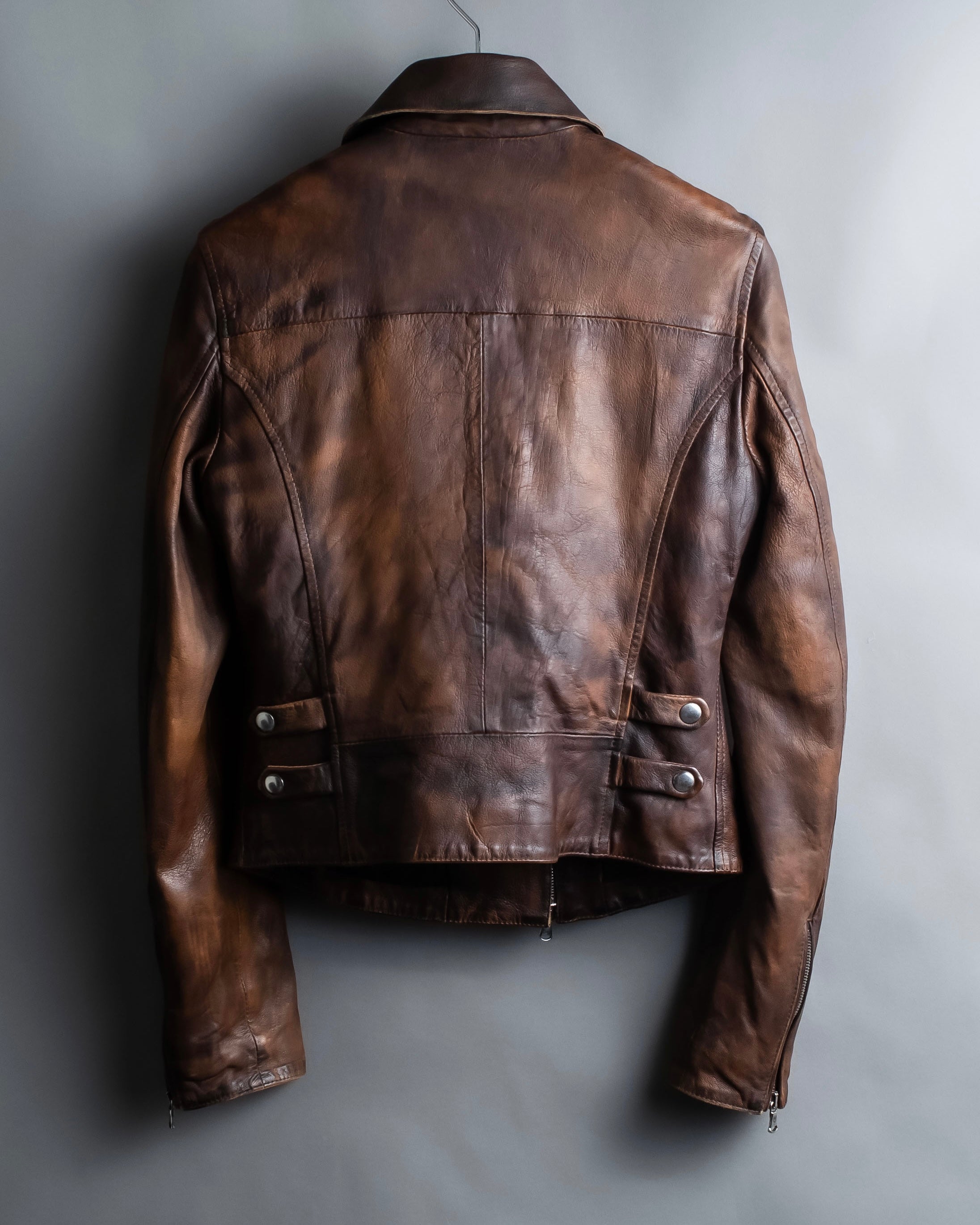 "ASH" 100% genuine leather gradient riders jacket