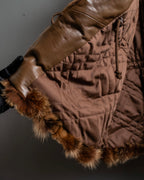 Vintage gradient fur hooded jacket